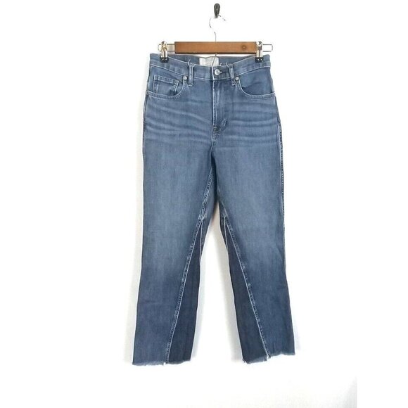 Everlane Jeans Women's Size 26 Blue Cheeky Bootcut Crop Fray Hem Two Toned - Picture 1 of 13